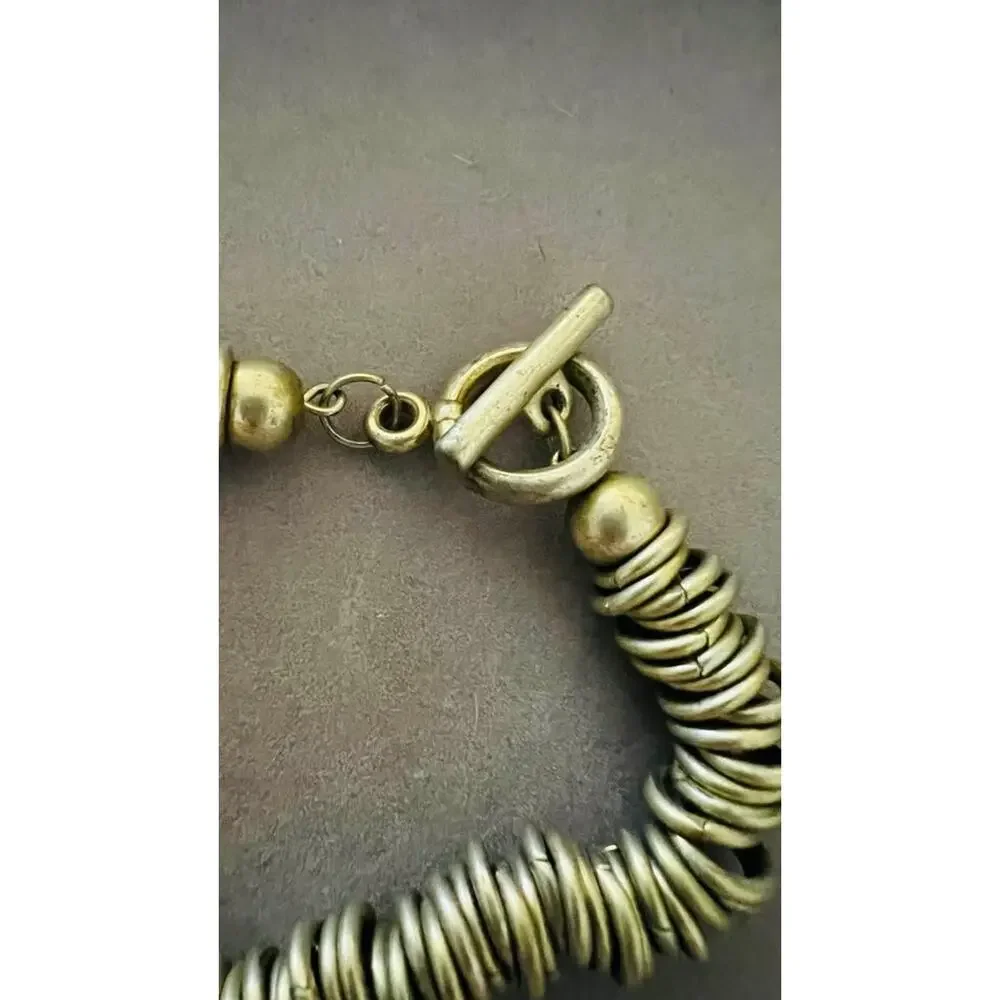 Silver-Toned Ring Link Toggle Bracelet